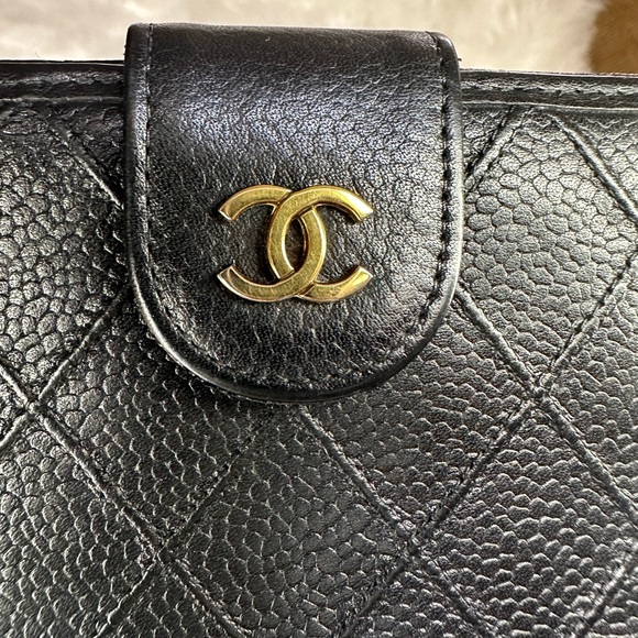 💯 Authentic CHANEL Caviar Stitched French Wallet Black - Picture 5 of 15